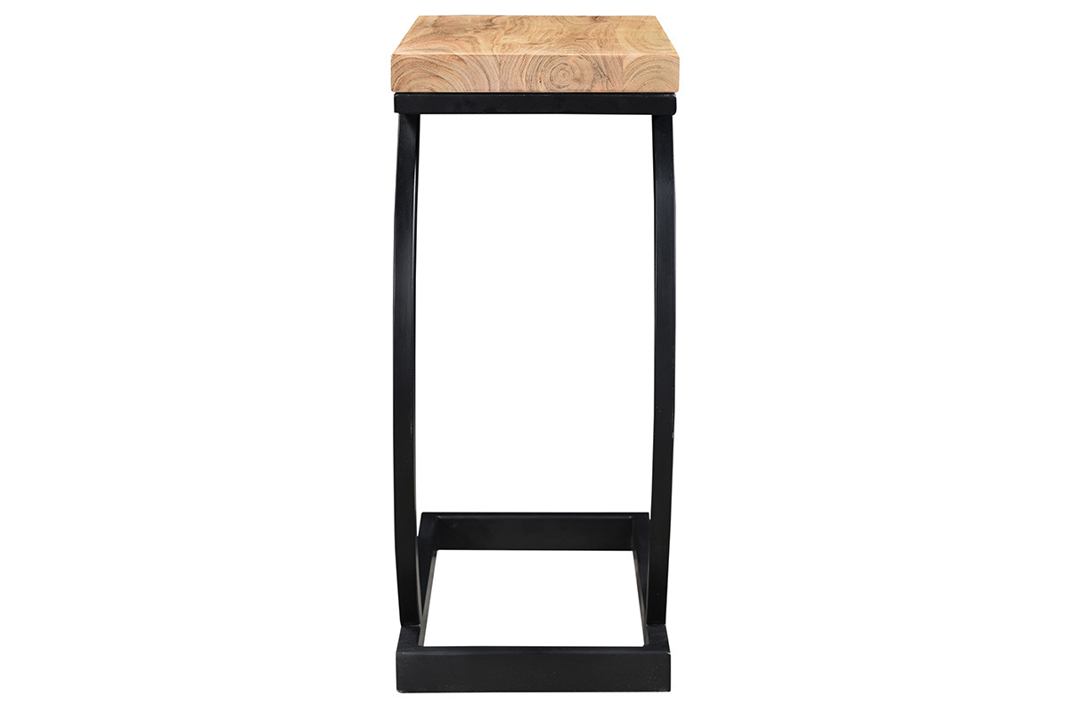 Table d'appoint design rectangulaire en bois massif et mtal noir L45 cm BREAK