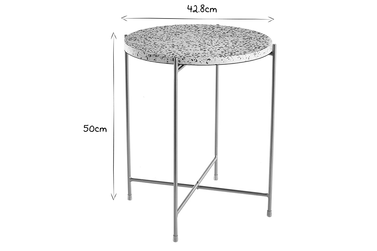 Table d'appoint design ronde en terrazzo et mtal dor D40 cm MEZZO