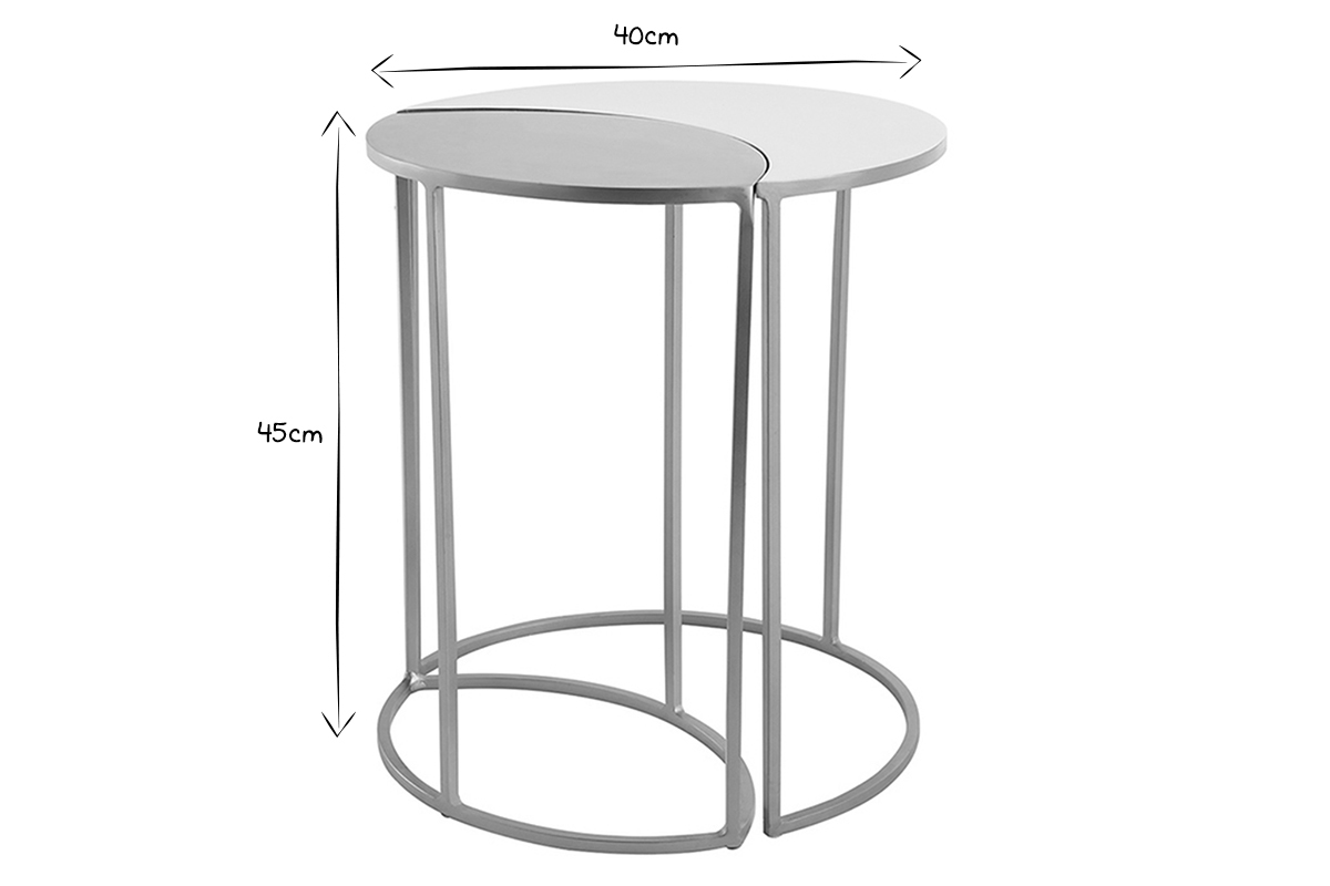 Table d'appoint en mtal laqu blanc et dor TOSCANE