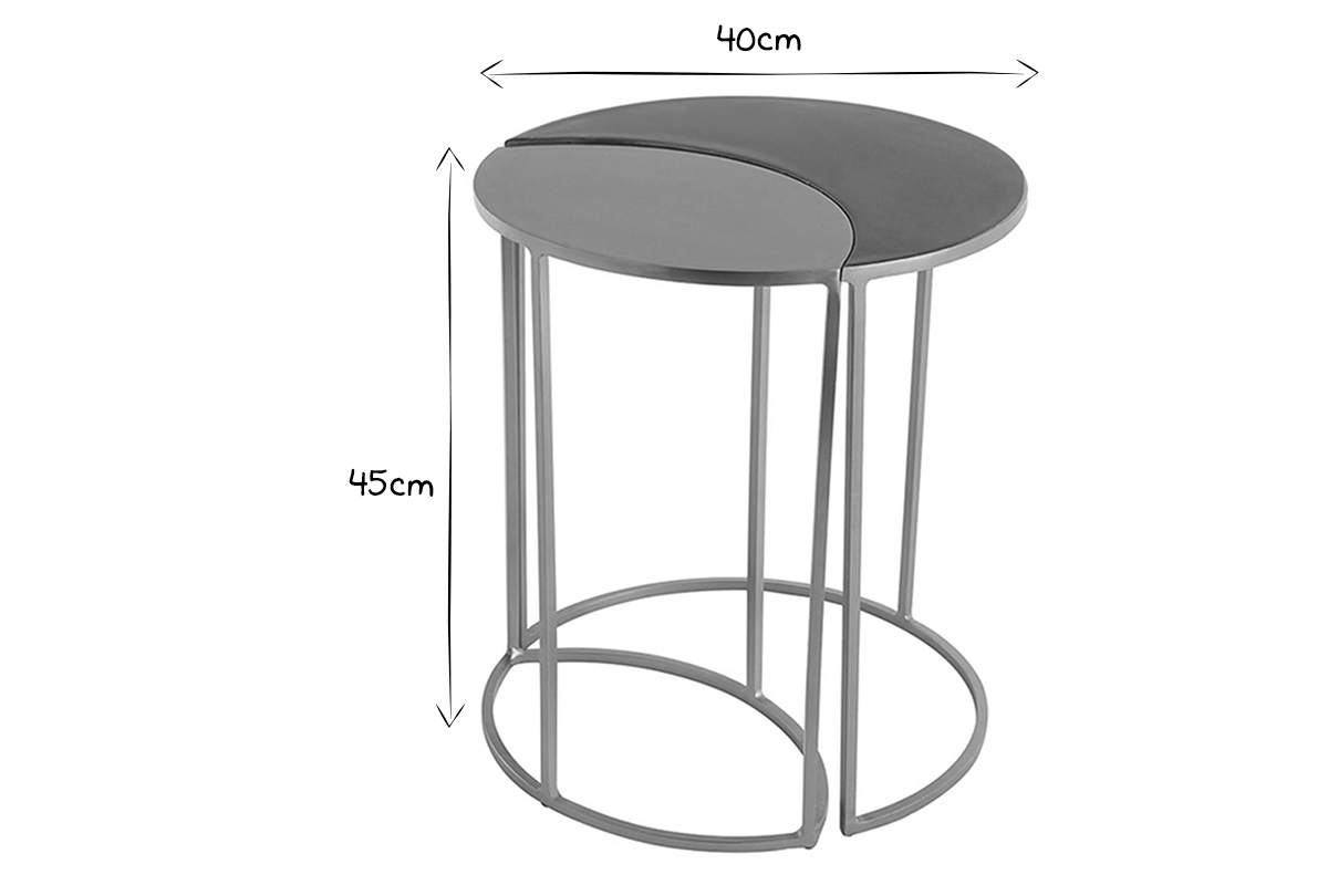 Table d'appoint en mtal laqu bleu ptrole et dor TOSCANE