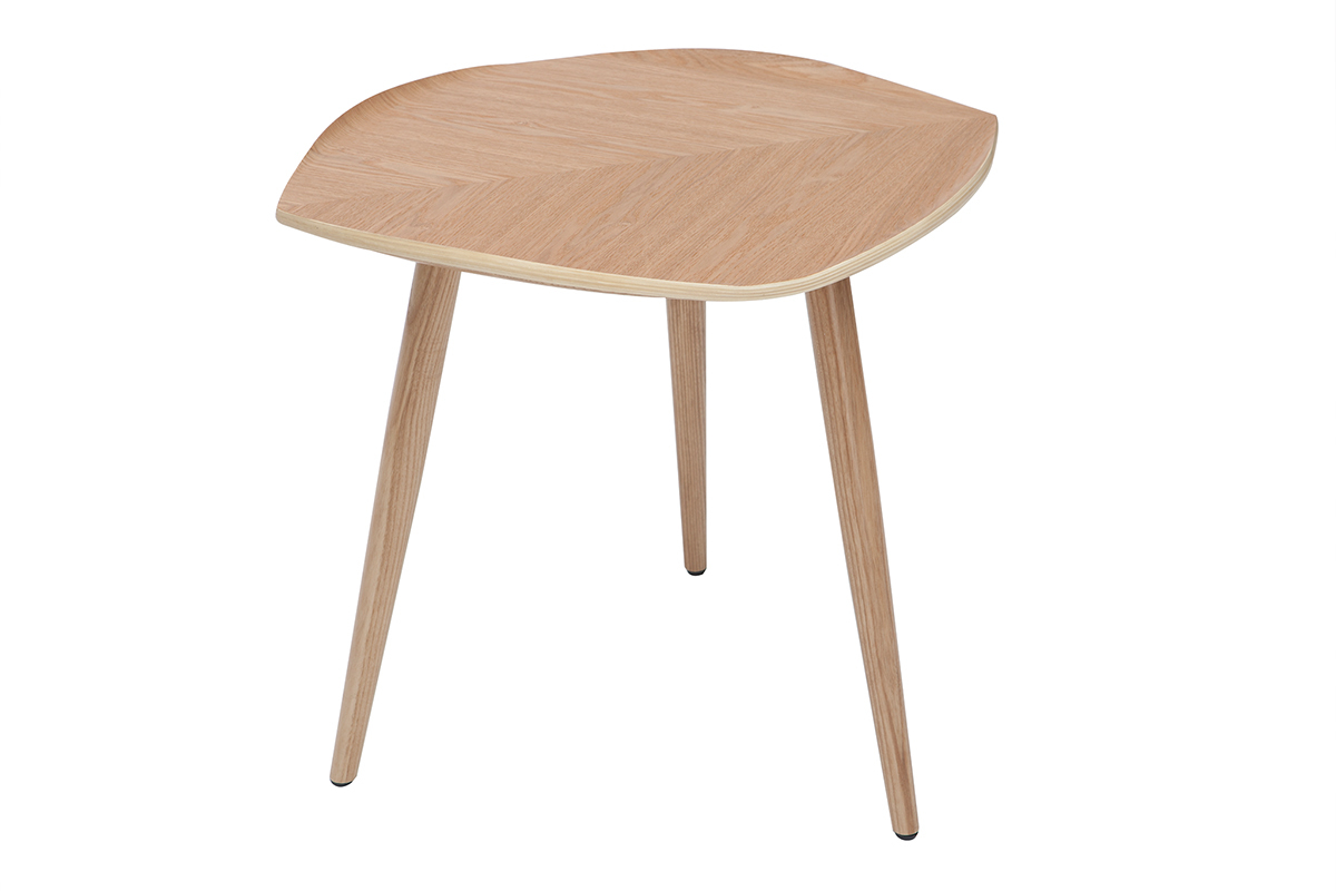 Table d'appoint forme de feuille bois clair L60 cm PHYLL