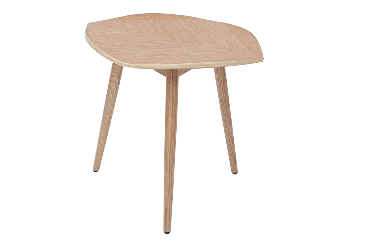 Table d'appoint forme de feuille bois clair L60 cm PHYLL