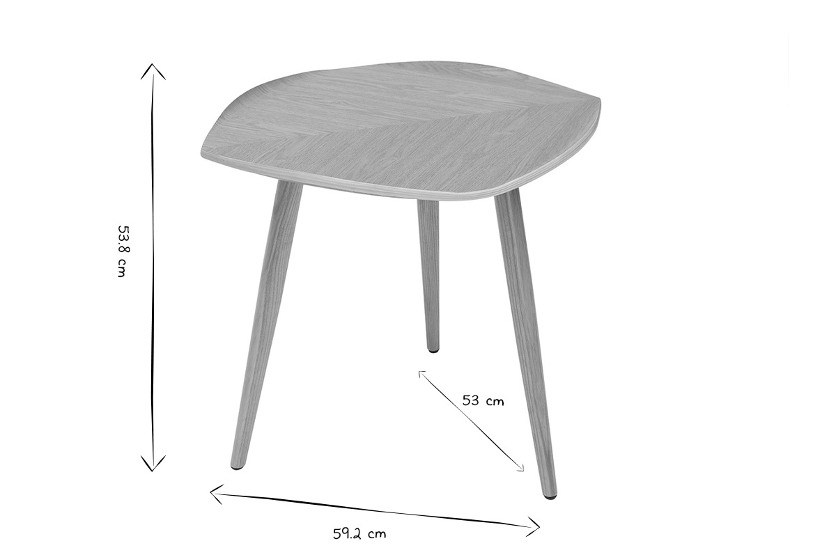 Table d'appoint forme de feuille bois clair L60 cm PHYLL