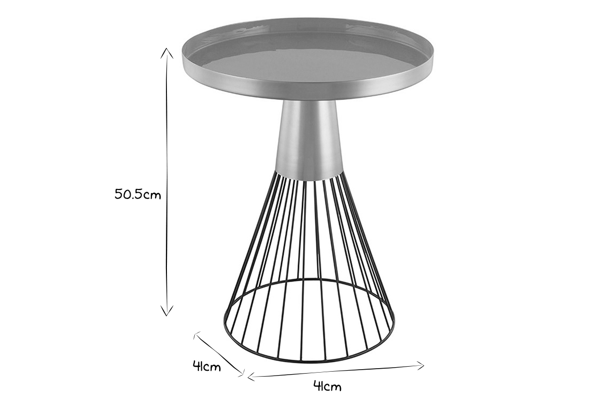 Table d'appoint ronde en acier laqu moutarde et dor D41 cm SPLEEN