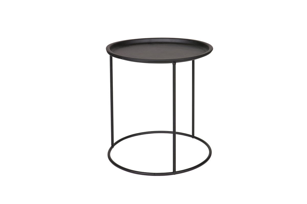 Table d'appoint ronde en mtal noire 40 cm ABEL