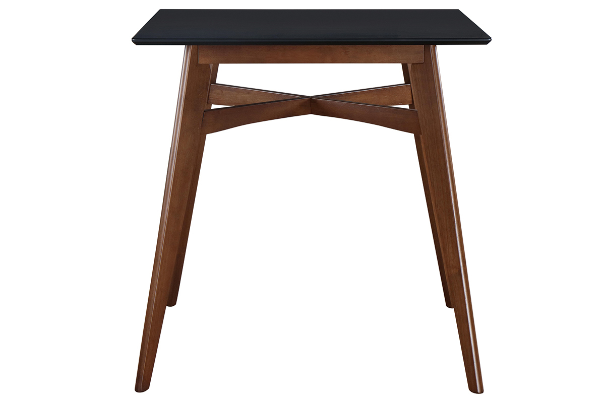 Table de bar carre bois et noir H91.5 cm LEENA