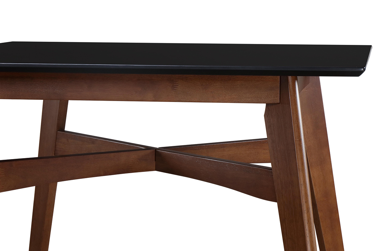 Table de bar carre bois et noir H91.5 cm LEENA