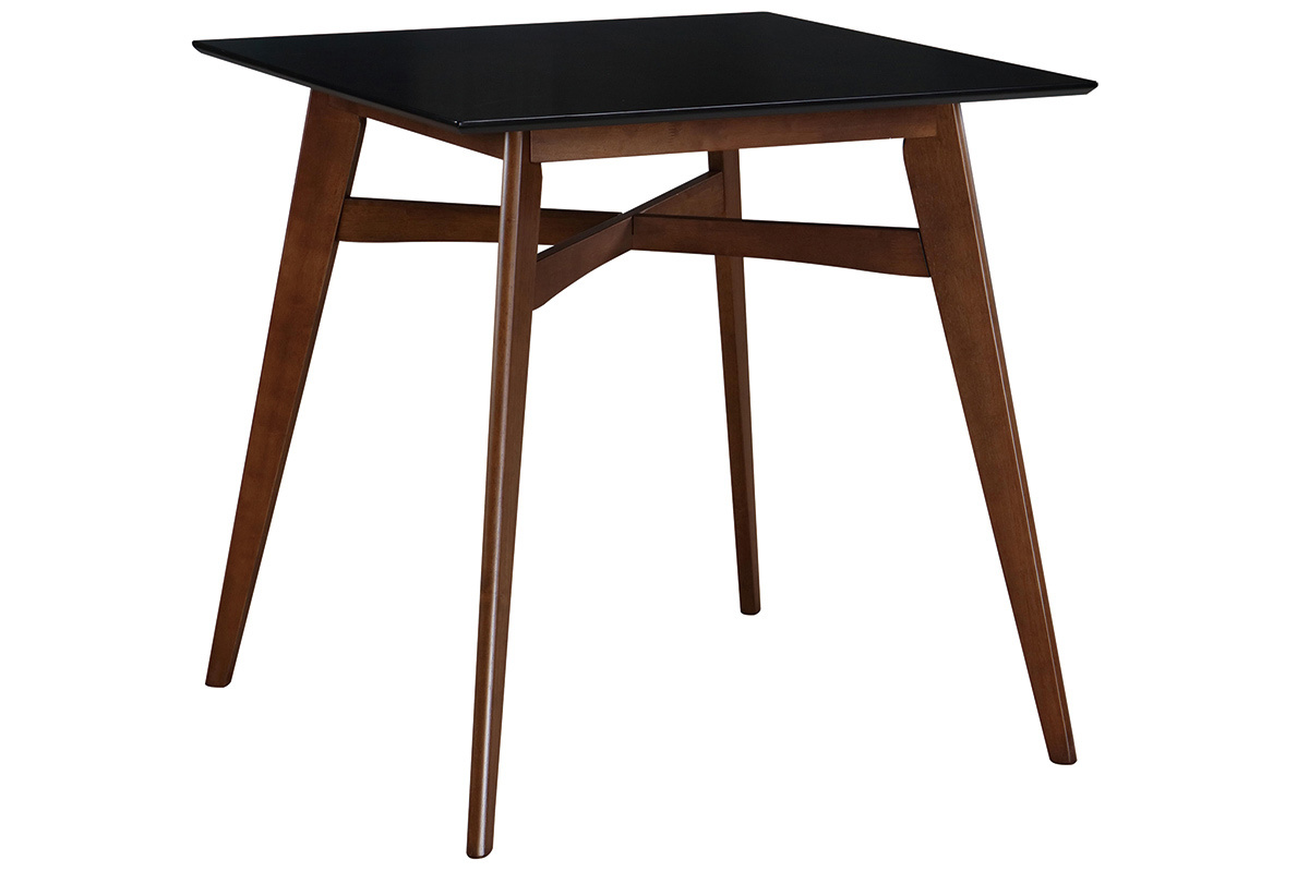 Table de bar carre bois et noir H91.5 cm LEENA