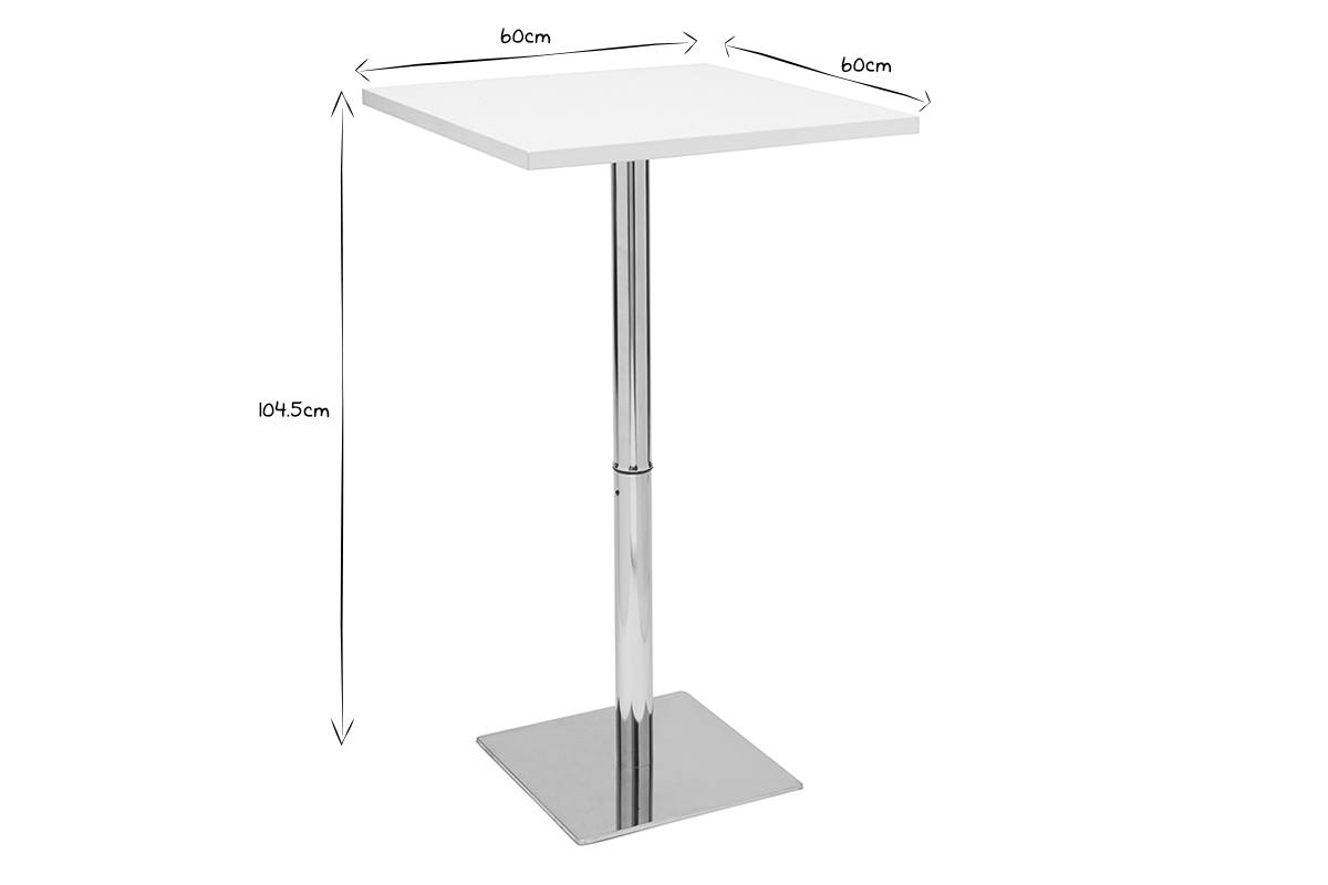 Table de bar design carre blanche L60 cm JACK