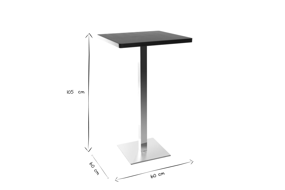 Table de bar design carre noire L60 cm JORY