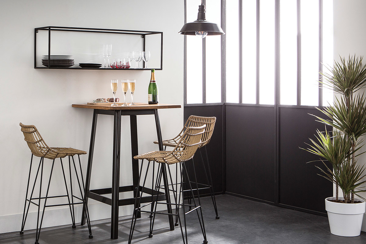 Table de bar design noire L70 cm JONES