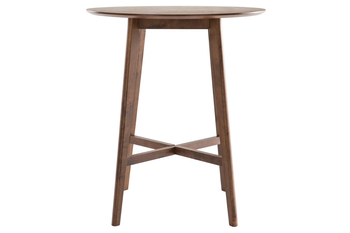 Table de bar design ronde bois noyer DEMORY