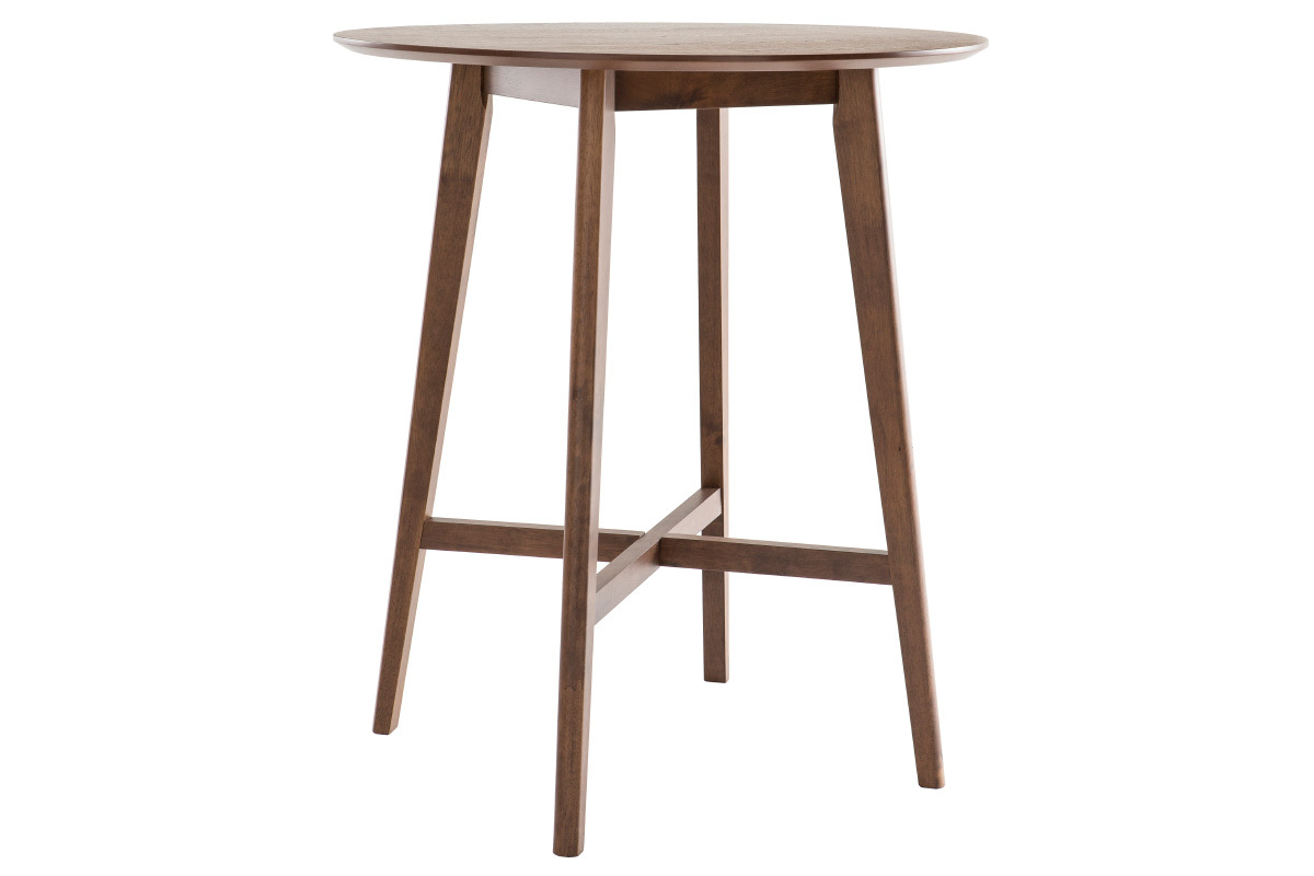 Table de bar design ronde bois noyer DEMORY