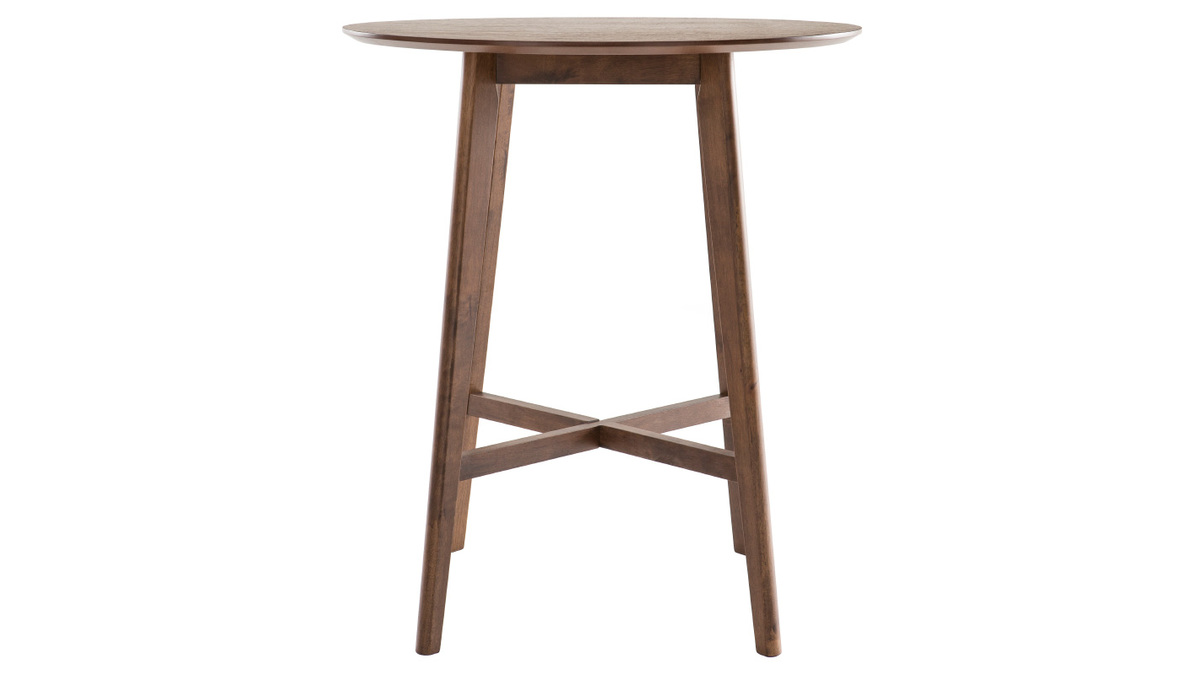 Table de bar design ronde bois noyer DEMORY