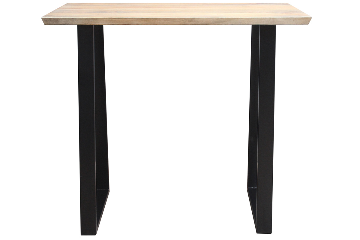 Table de bar en bois manguier massif et mtal noir L120 cm VIJAY