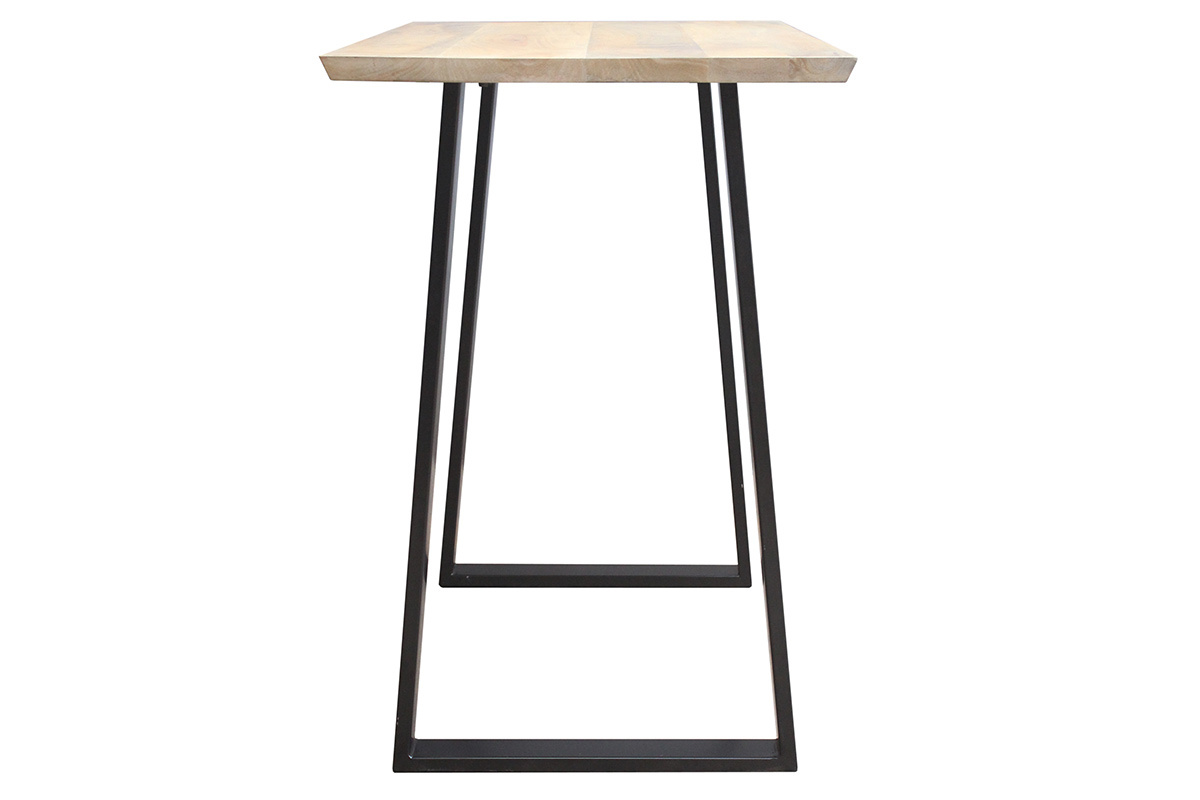 Table de bar en bois manguier massif et mtal noir L120 cm VIJAY