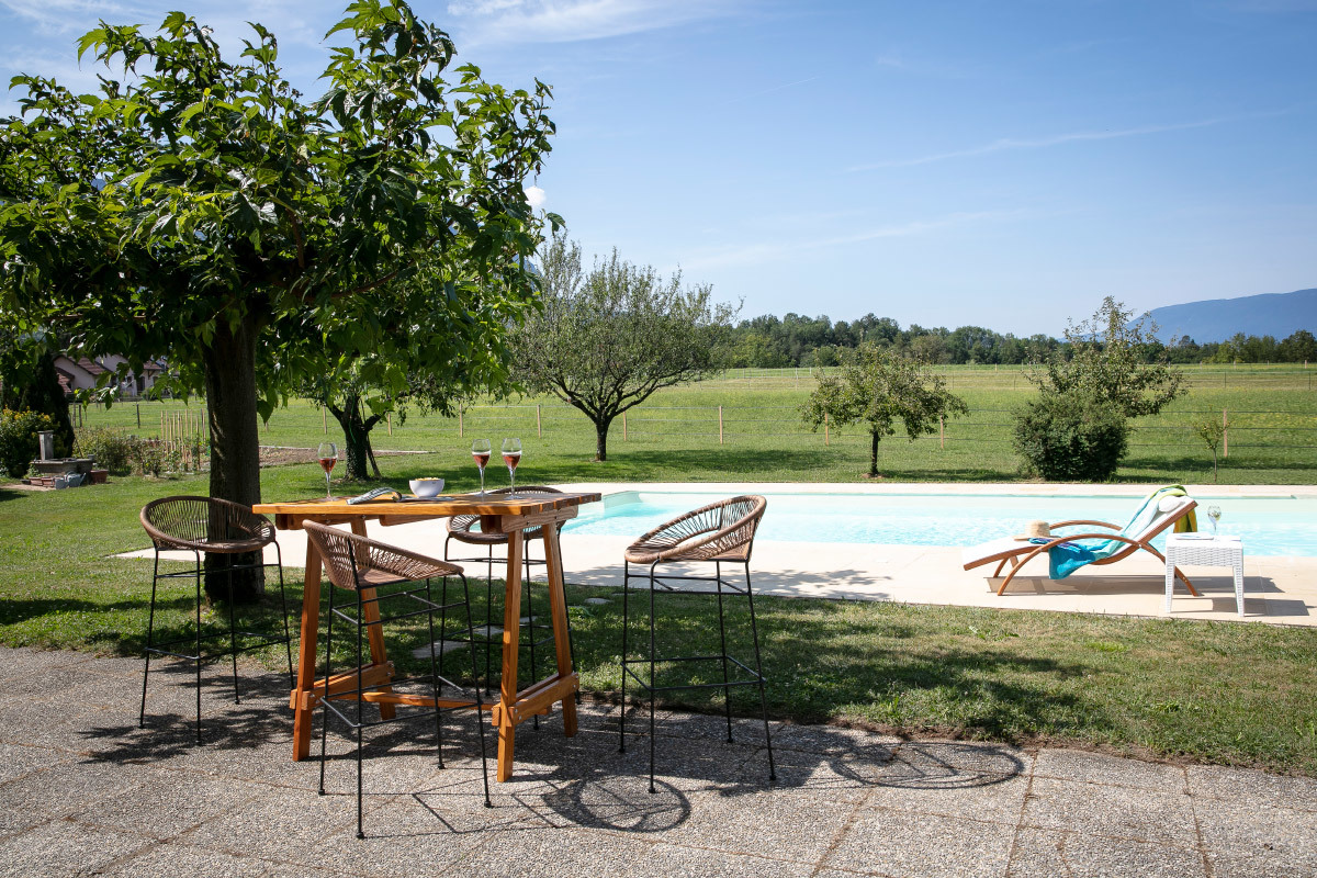 Table de bar en pin et teck BELLINI