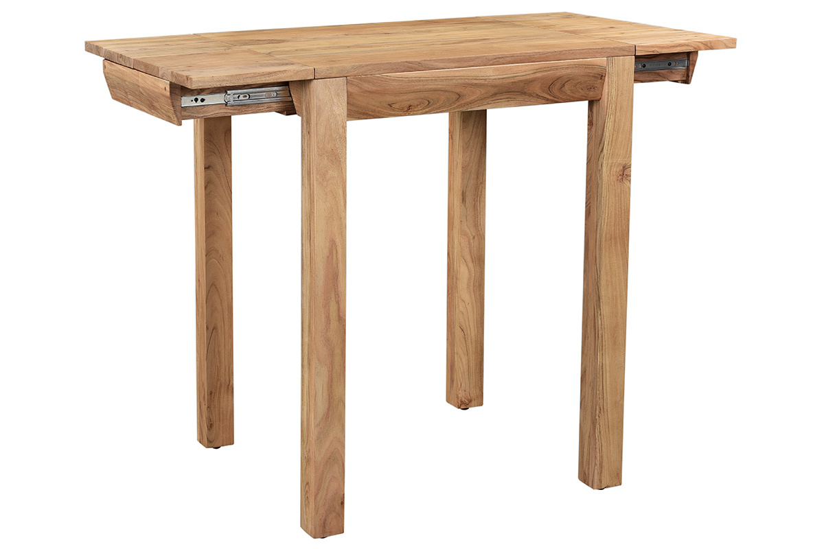 Table de bar haute extensible carre en bois massif L80-135 cm BALTO