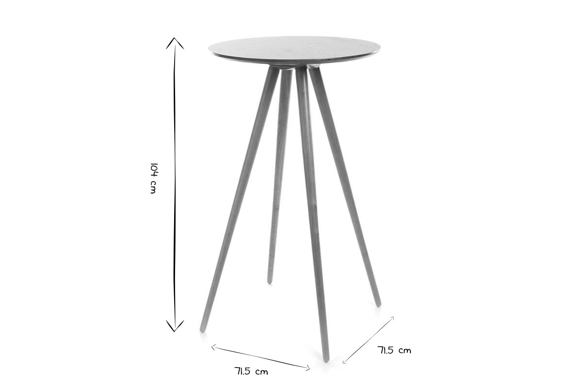 Table de bar ronde scandinave bois L60 cm NORDECO