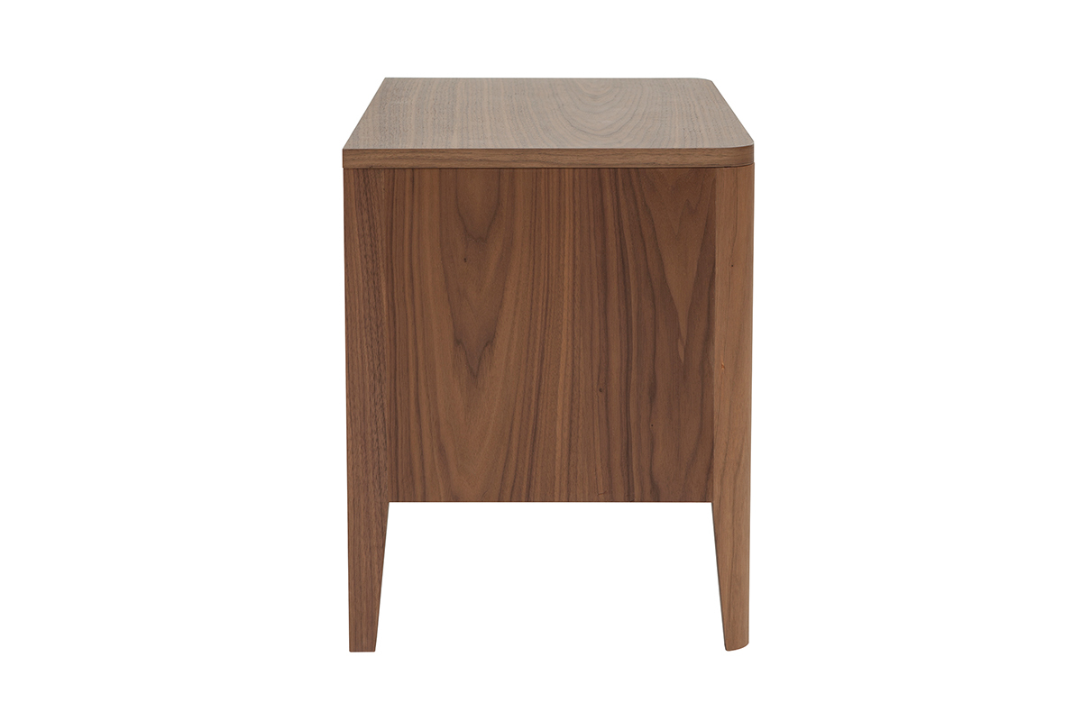 Table de chevet avec rangements 2 tiroirs bois fonc noyer L60 cm BENJA