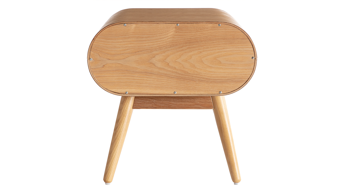 Table de chevet avec tiroir vintage bois clair L45 cm (lot de 2) BJORG