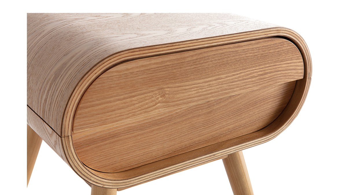 Table de chevet avec tiroir vintage bois clair L45 cm (lot de 2) BJORG