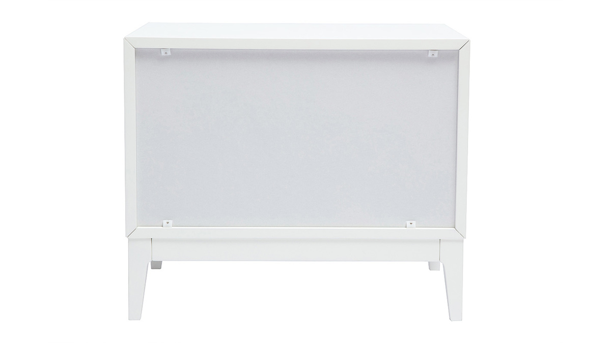 Table de chevet blanche mat et mtal dor avec rangements L60 cm GIANA