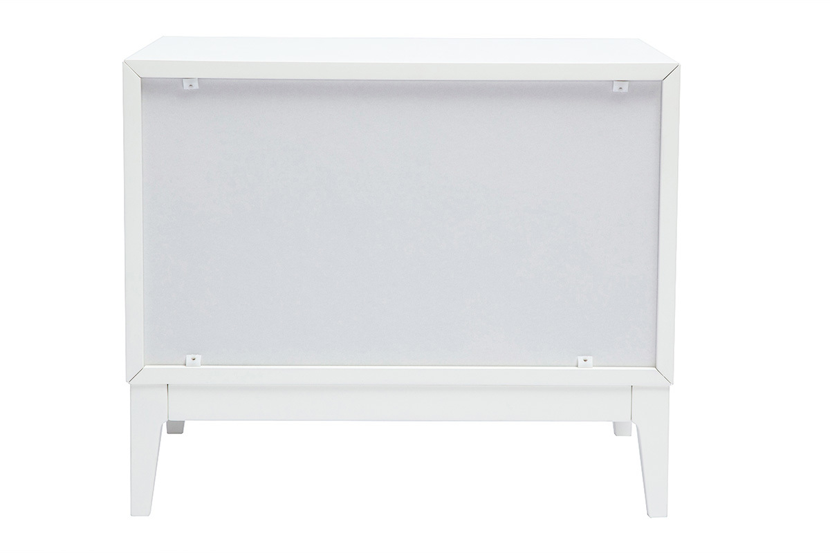 Table de chevet blanche mat et mtal dor avec rangements L60 cm GIANA