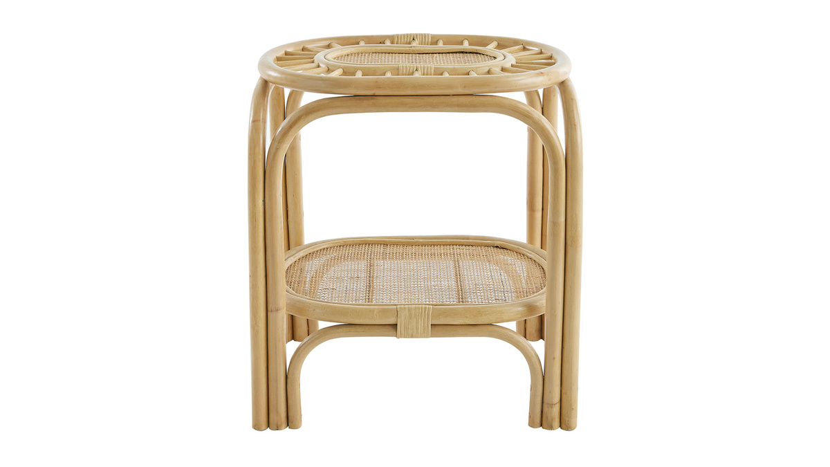 Table de chevet en rotin naturel et cannage L45 cm BOW