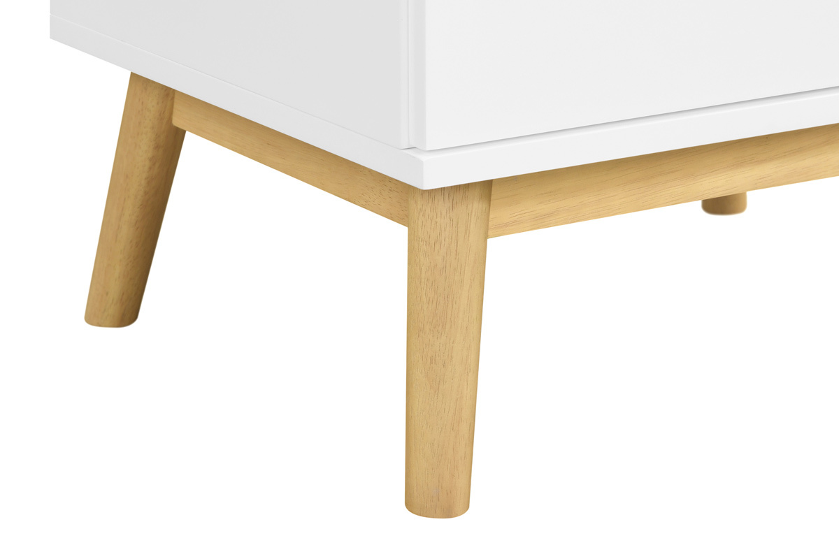 Table de chevet scandinave blanc et bois 2 tiroirs FELIX