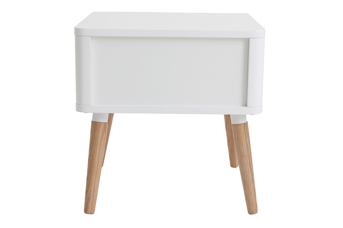 Table de chevet scandinave blanc et bois TOTEM