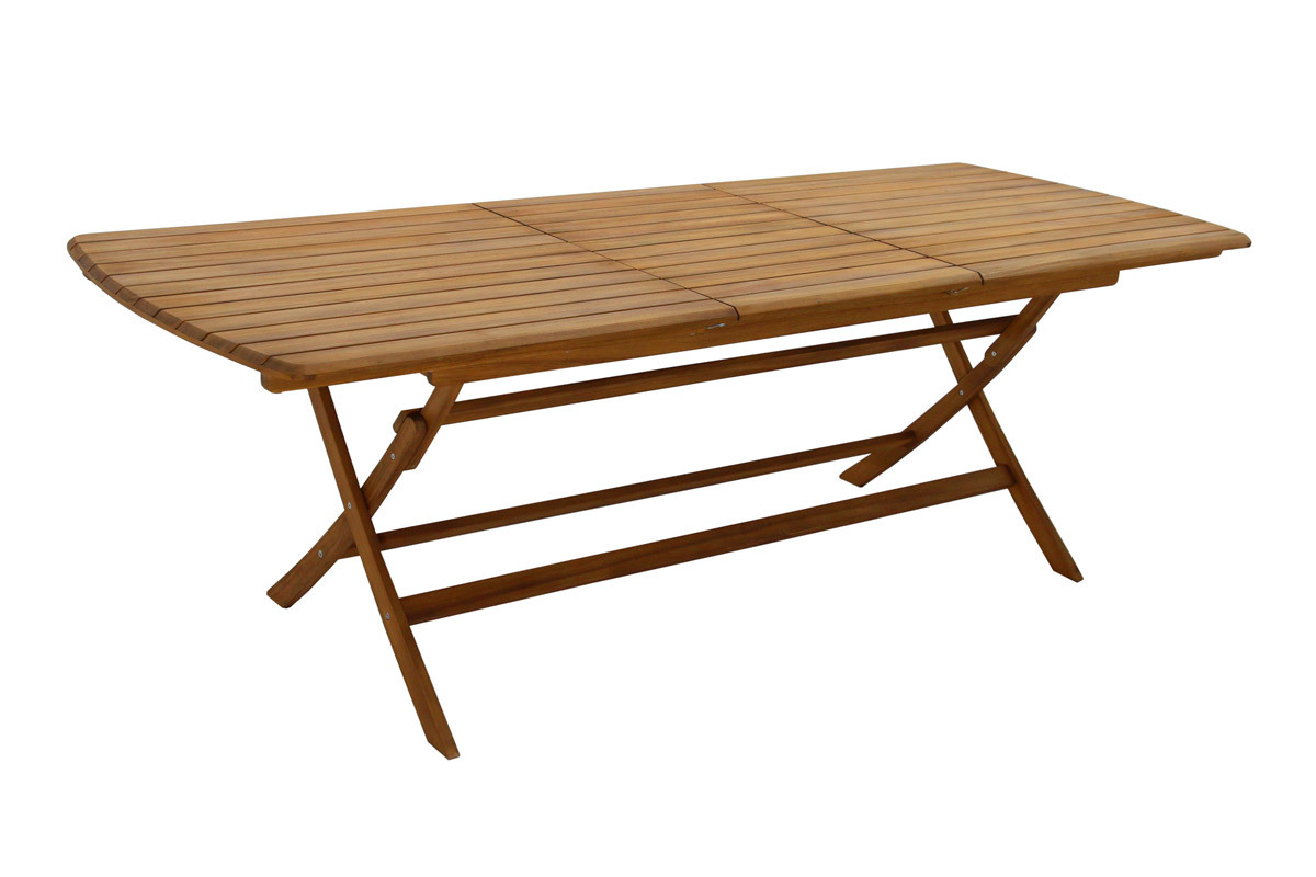 Table de jardin extensible rallonges intgres en bois massif L180-240 cm CANOPEE