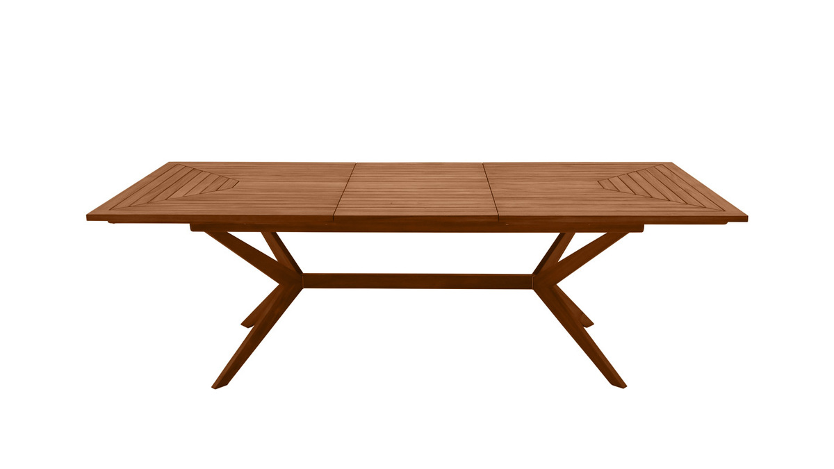 Table de jardin extensible rallonges intgres en bois massif L180-240 cm SANTO