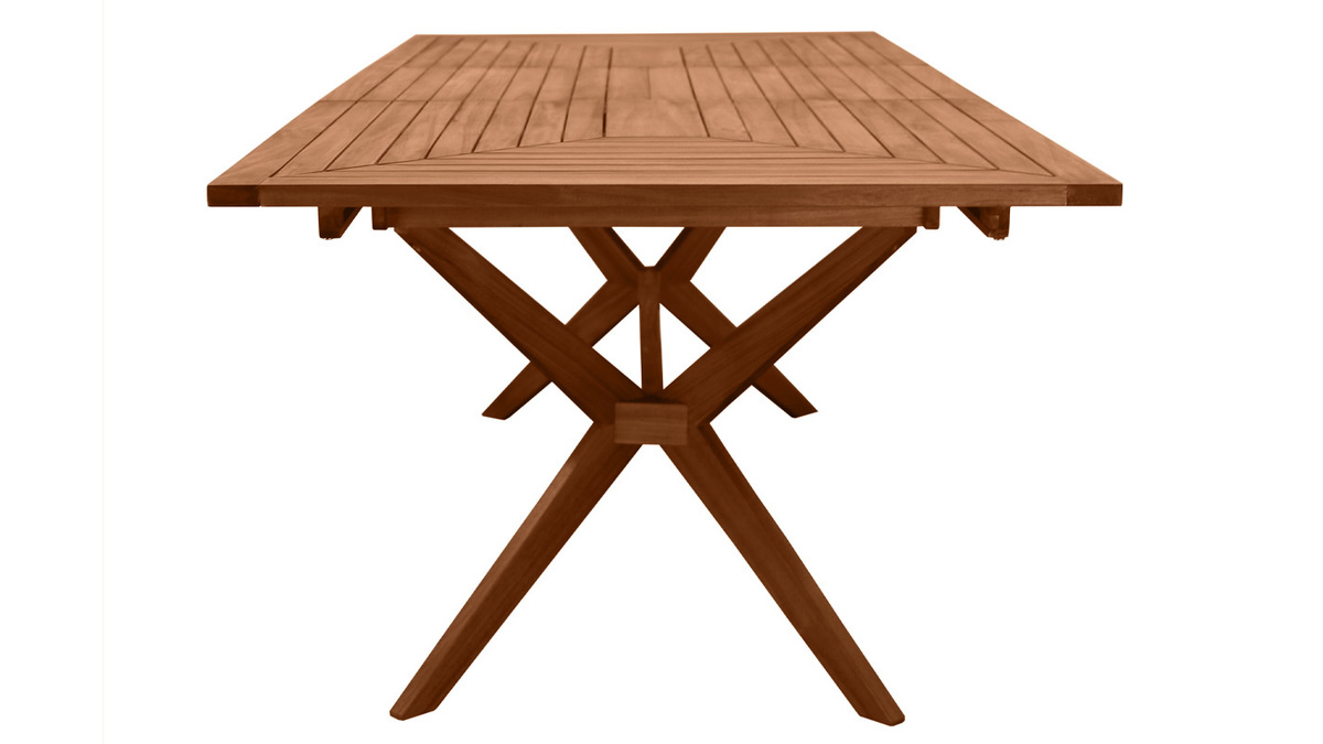 Table de jardin extensible rallonges intgres en bois massif L180-240 cm SANTO