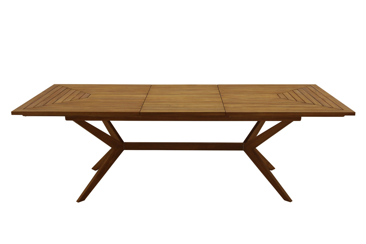 Table de jardin extensible rallonges intgres en bois massif L180-240 cm SANTO