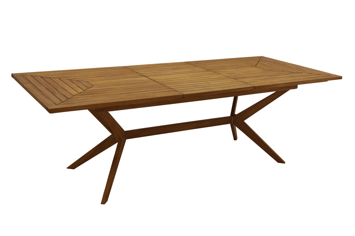 Table de jardin extensible rallonges intgres en bois massif L180-240 cm SANTO