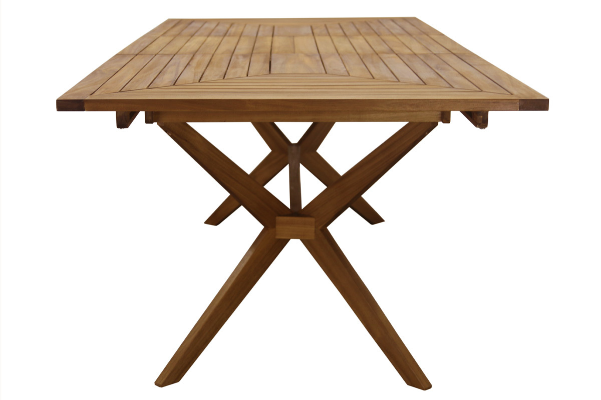 Table de jardin extensible rallonges intgres en bois massif L180-240 cm SANTO