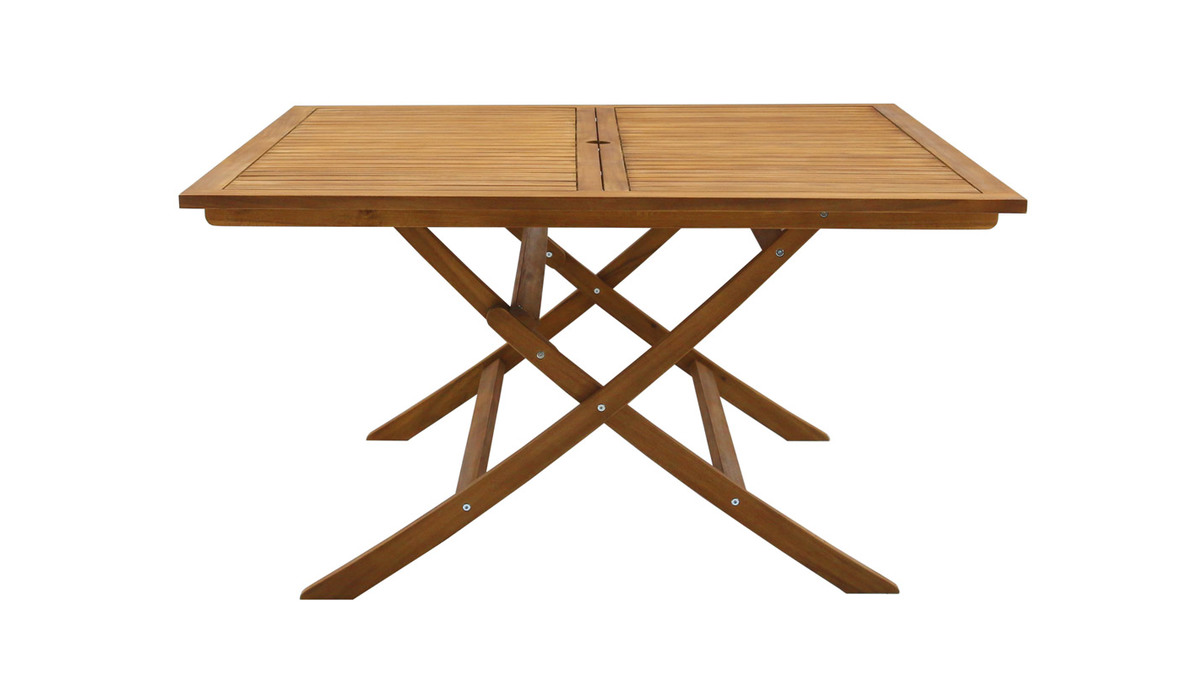 Table de jardin pliante carre en bois massif L140 cm SANTIAGO