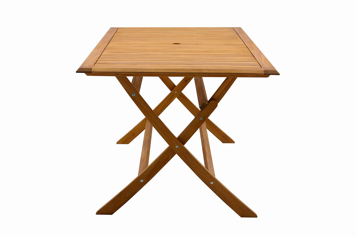 Table de jardin pliante rectangulaire en bois massif L170 cm SANTIAGO