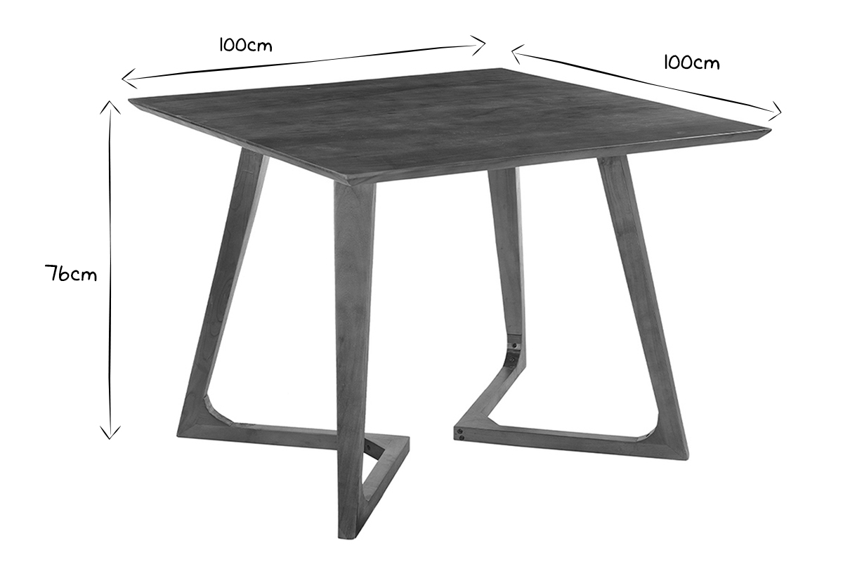 Table design carre en bois massif L100 cm BANDOL