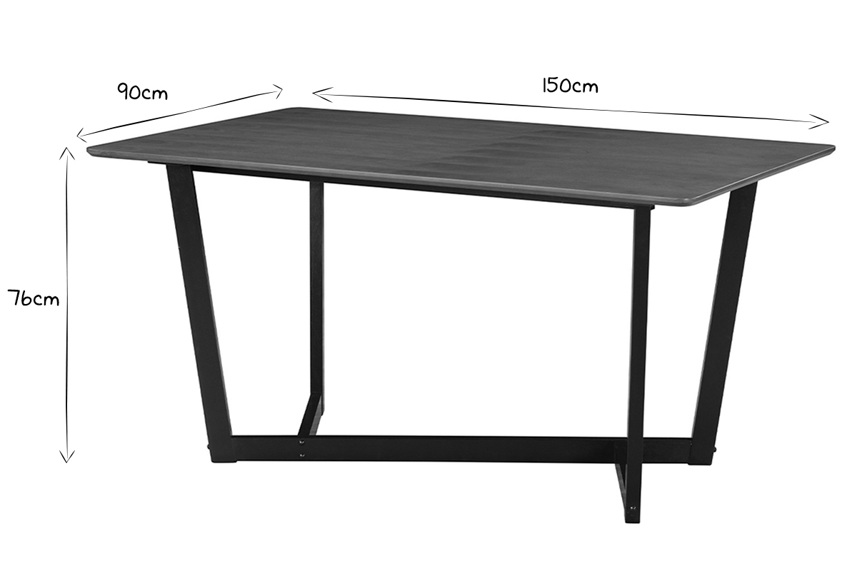 Table design rectangulaire noyer et bois teint noir L150 cm KOUK