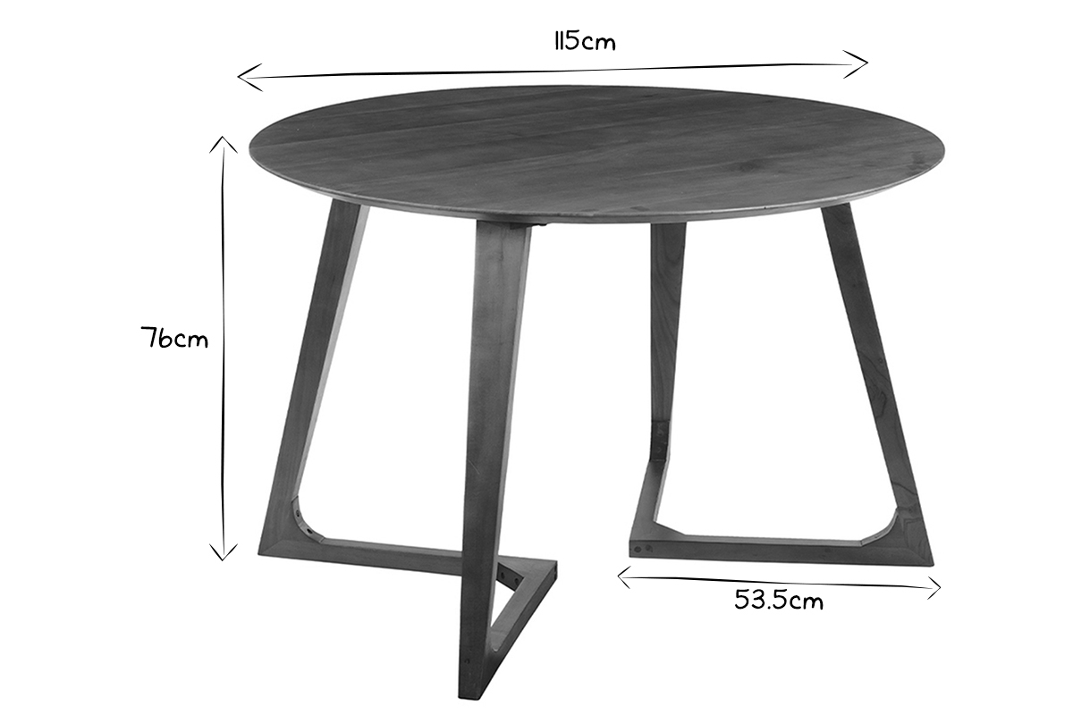 Table design ronde en bois massif L115 cm BANDOL