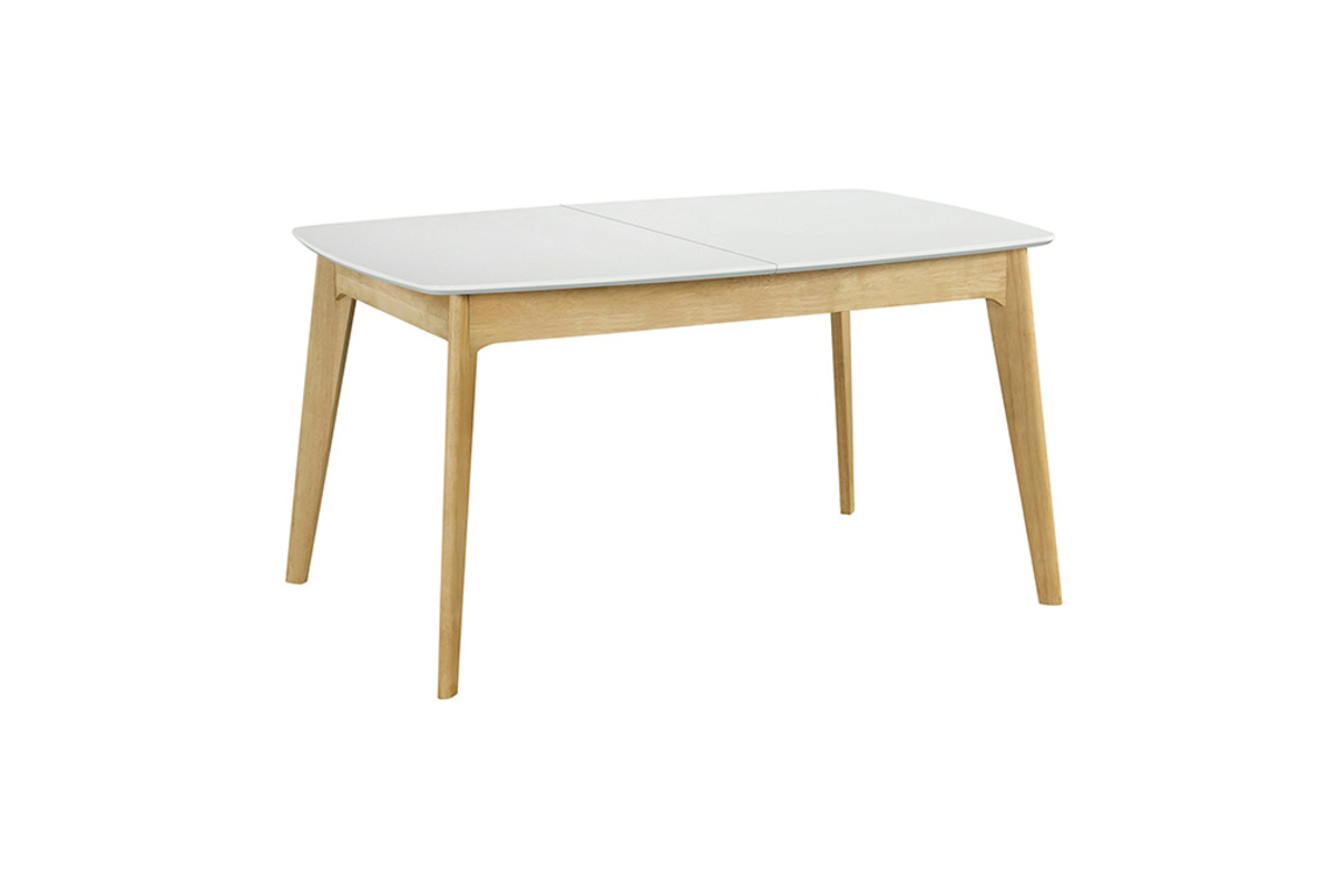 Table extensible rallonges intgres rectangulaire blanc et bois L140-180 cm MEENA