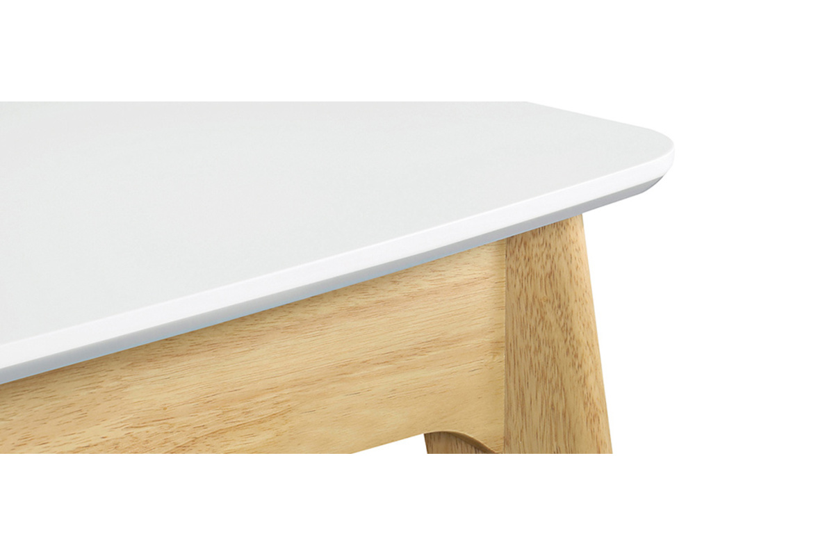 Table extensible rallonges intgres rectangulaire blanc et bois L140-180 cm MEENA