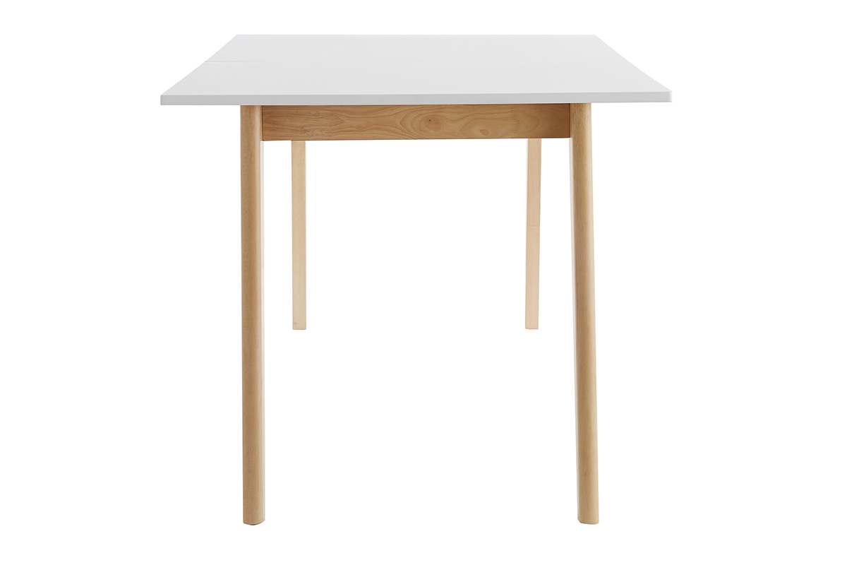 Table extensible rallonges intgres rectangulaire blanche et bois clair L160-205 cm SWAD