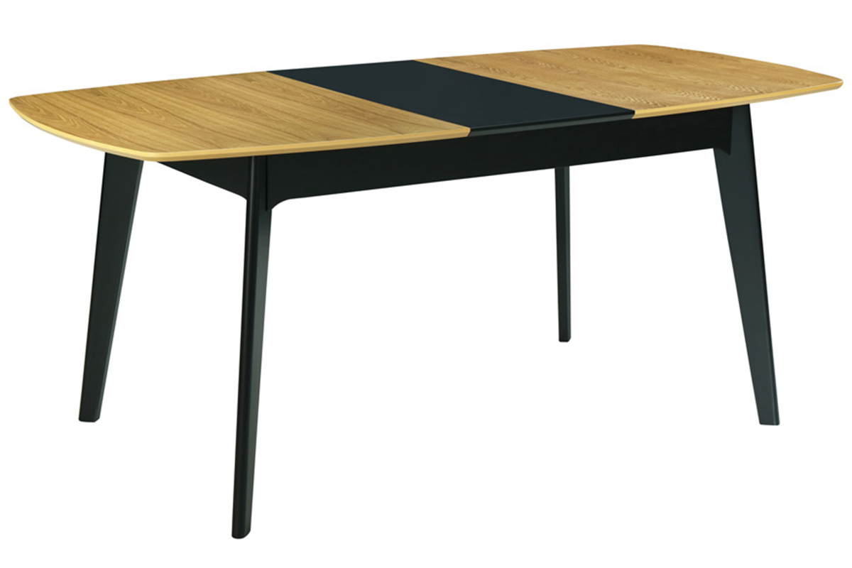 Table extensible rallonges intgres rectangulaire bois et noir L140-180 cm MEENA