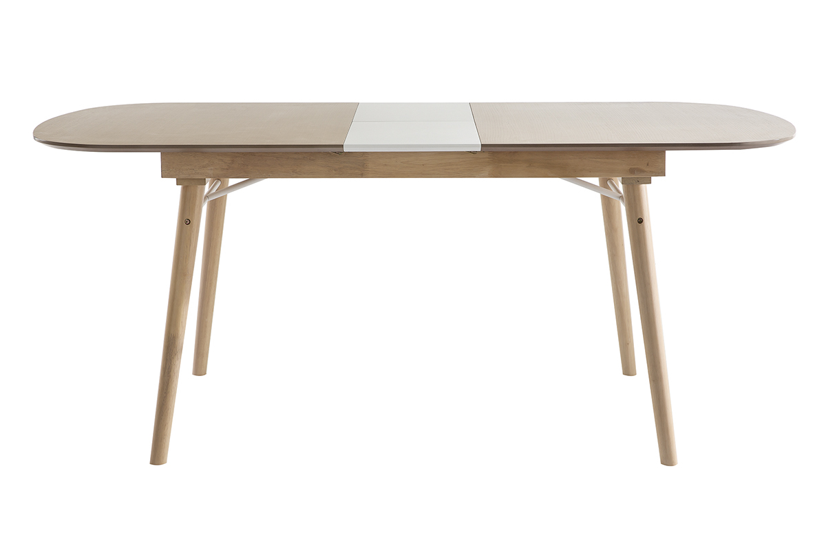 Table extensible rallonges intgres rectangulaire en bois clair chne L150-180 cm SHELDON