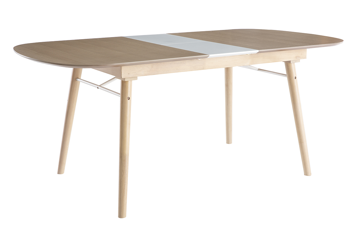 Table extensible rallonges intgres rectangulaire en bois clair chne L150-180 cm SHELDON