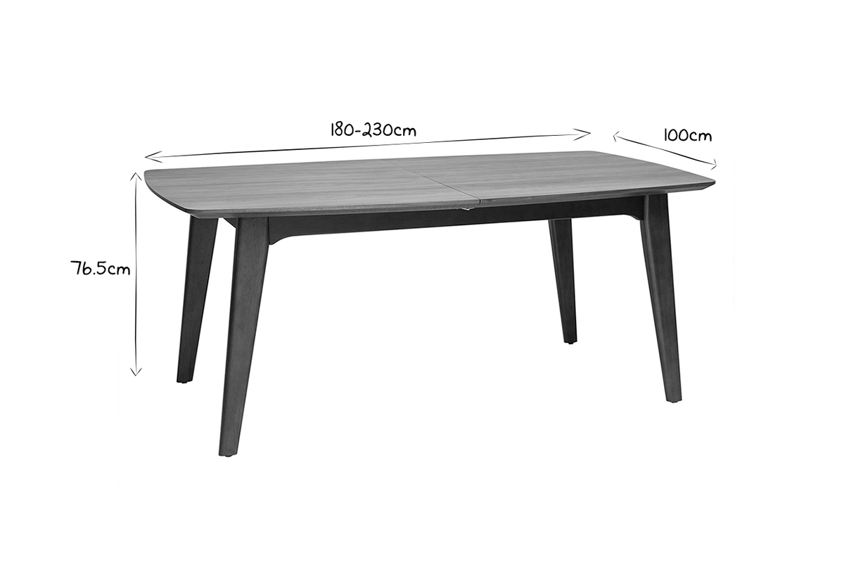 Table extensible rallonges intgres rectangulaire en bois clair L180-230 cm FIFTIES