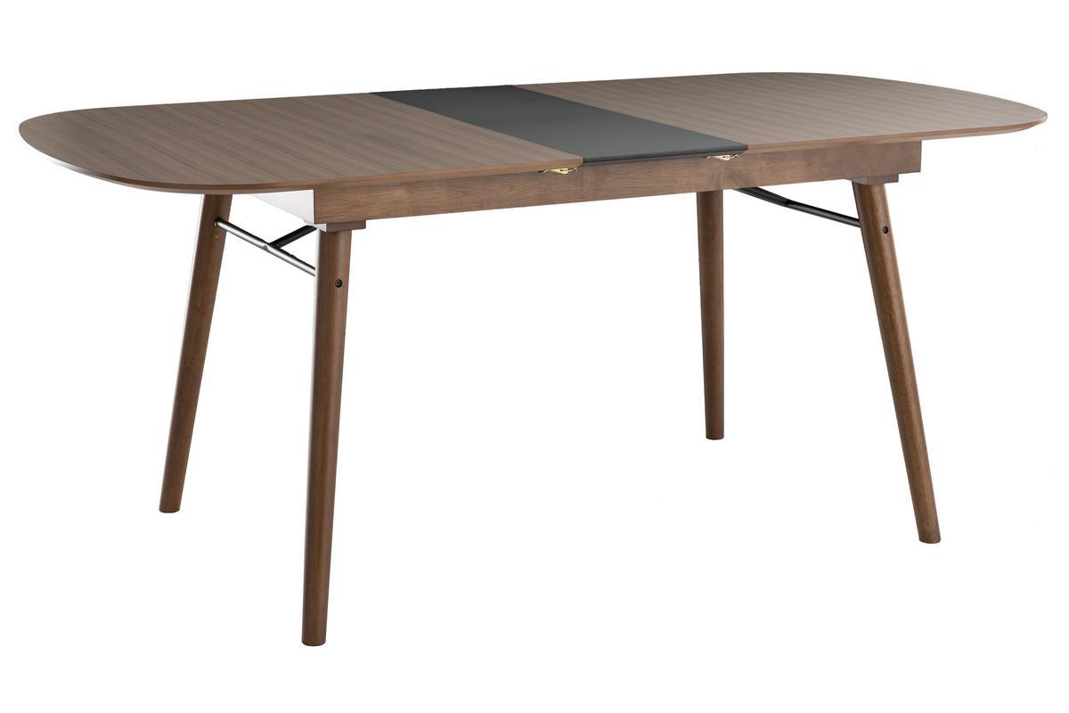 Table extensible rallonges intgres rectangulaire en bois fonc noyer L150-180 cm SHELDON